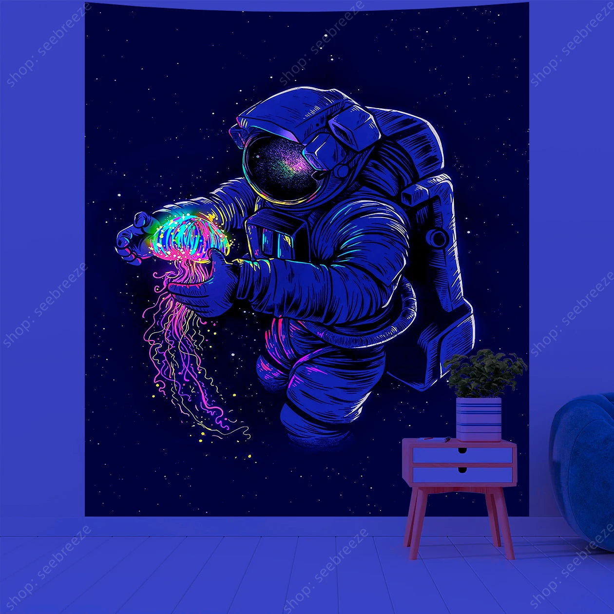 Astronaut UV Reactive Tapestries