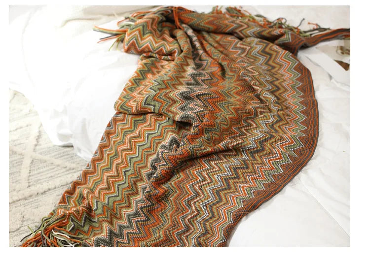 Heavy Knitted Blankets with Tassels