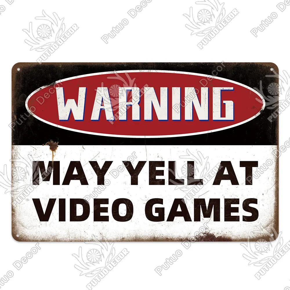 Funny Gamer Metal Signs