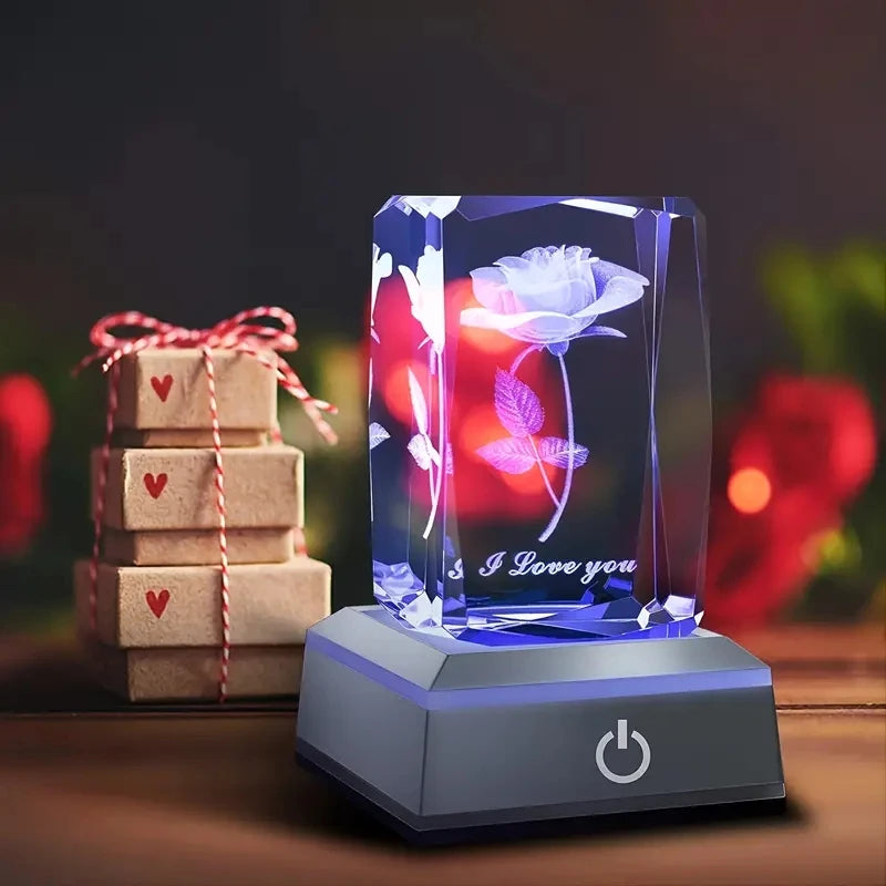 3D Rose Crystal LED Colorful Night Light