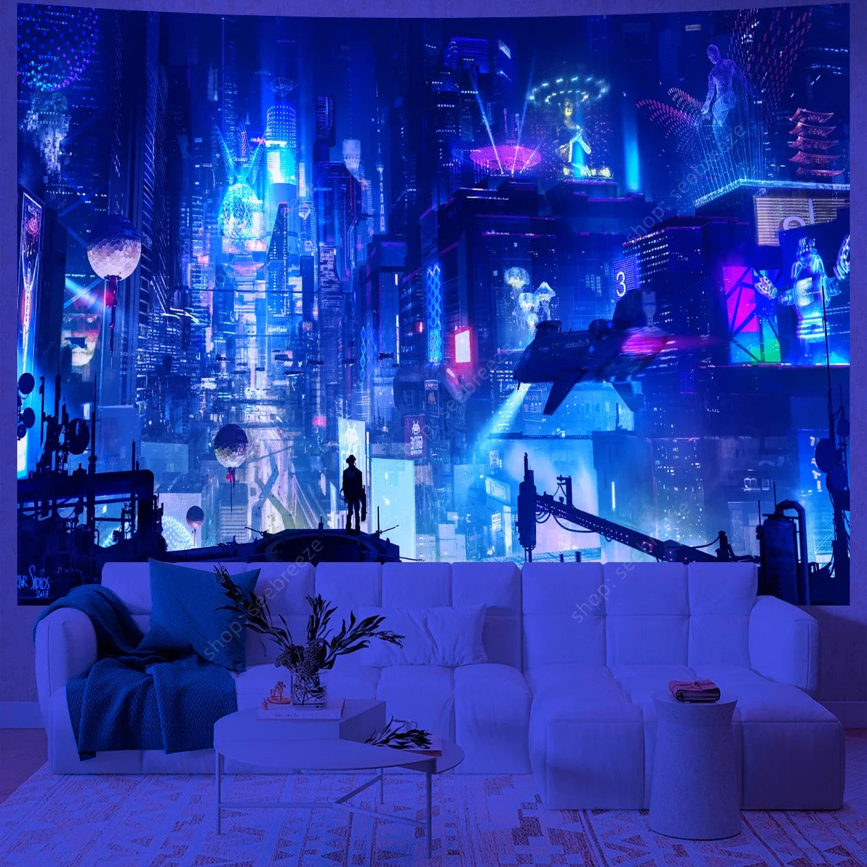 City Skyscrapers UV Reactive Tapestries