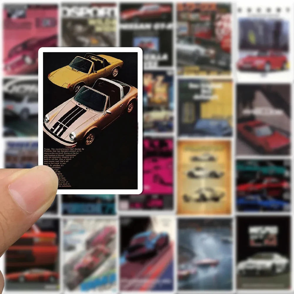 Retro Race Car Poster Stickers