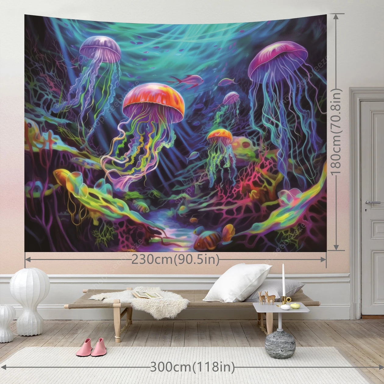 Jellyfish UV Reactive Tapestries