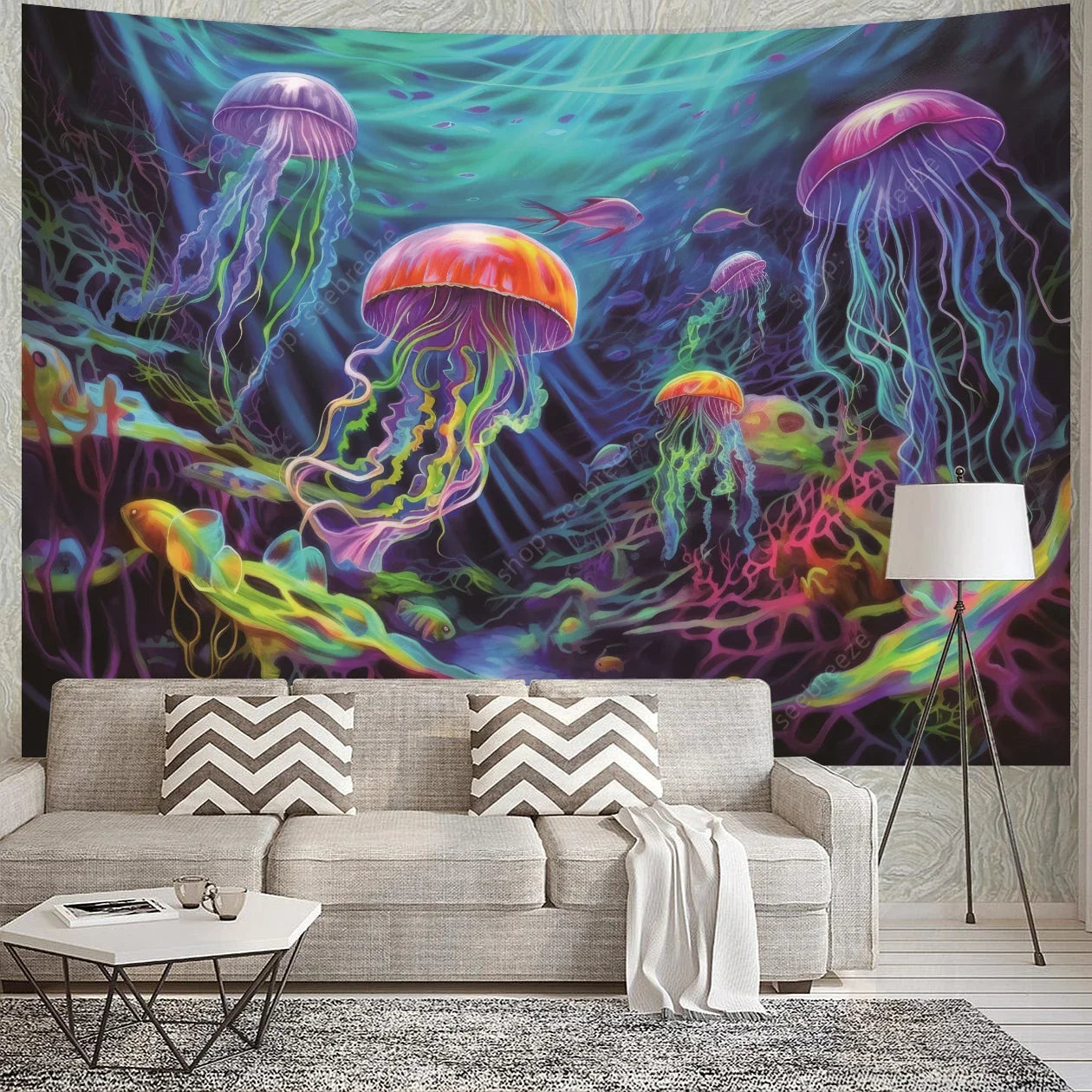 Jellyfish UV Reactive Tapestries