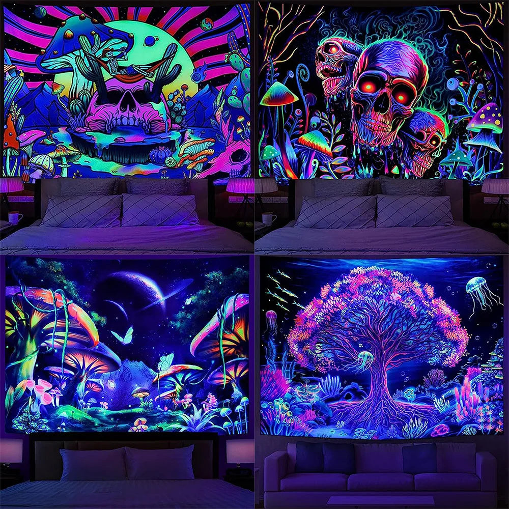 Psychedelic UV Reactive Tapestries