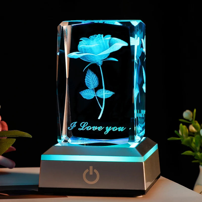 3D Rose Crystal LED Colorful Night Light