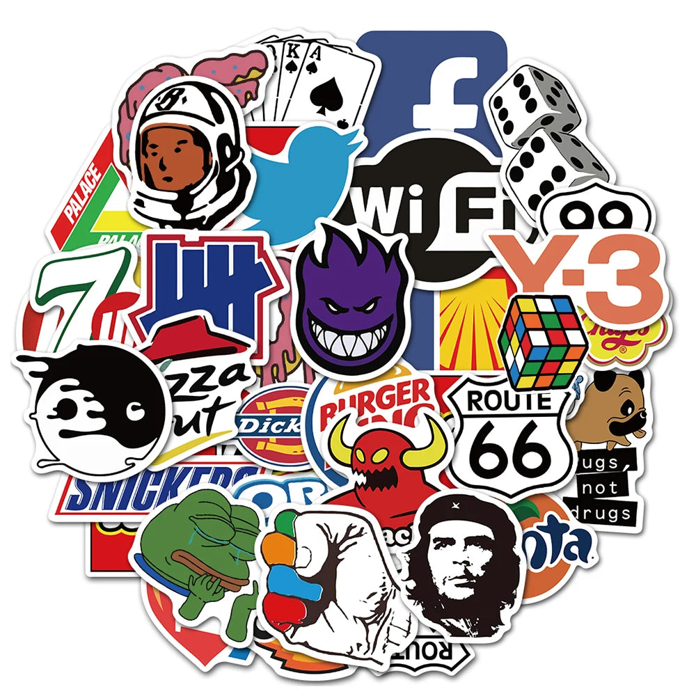 10/30/50/100Pcs Brand Logo Stickers