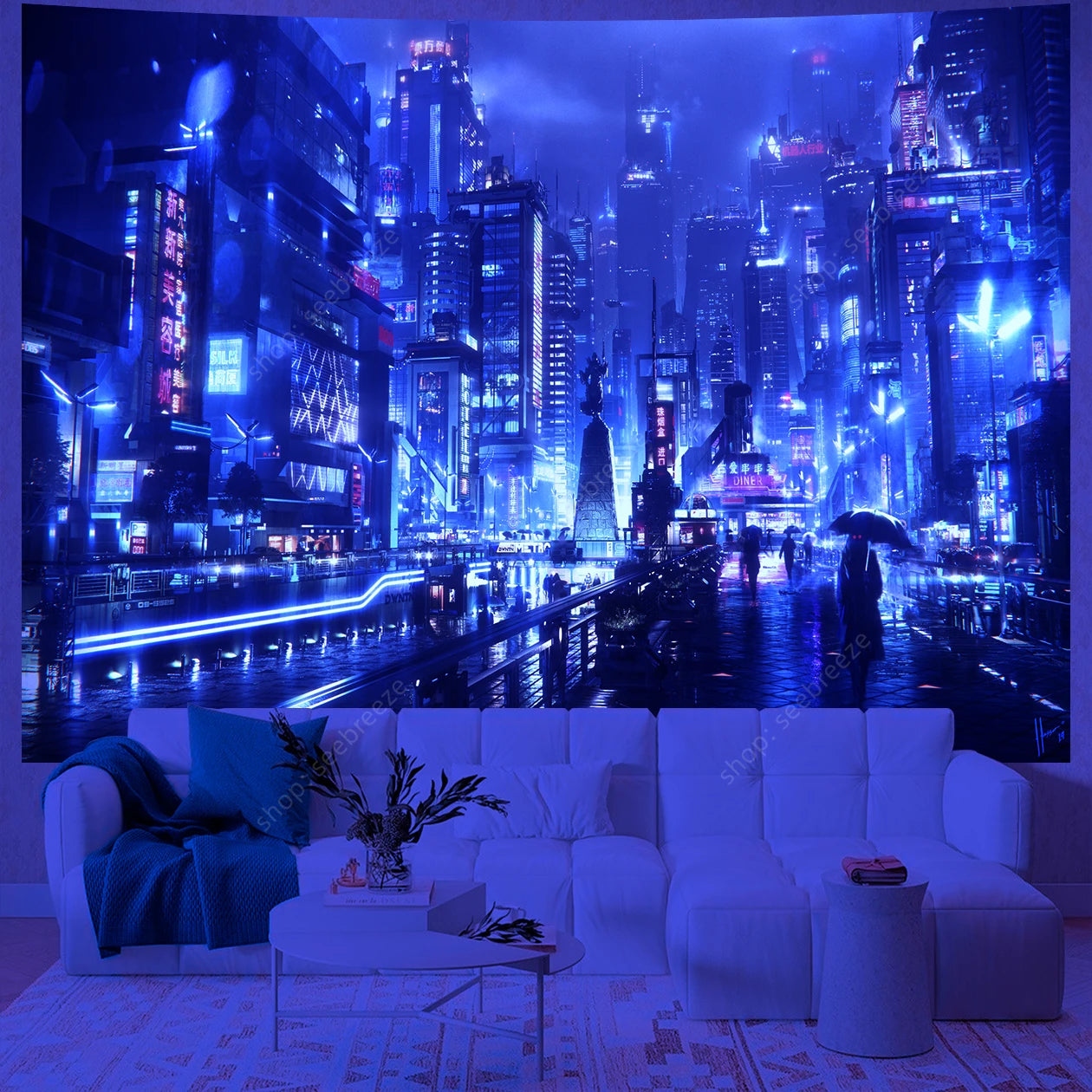 City Skyscrapers UV Reactive Tapestries
