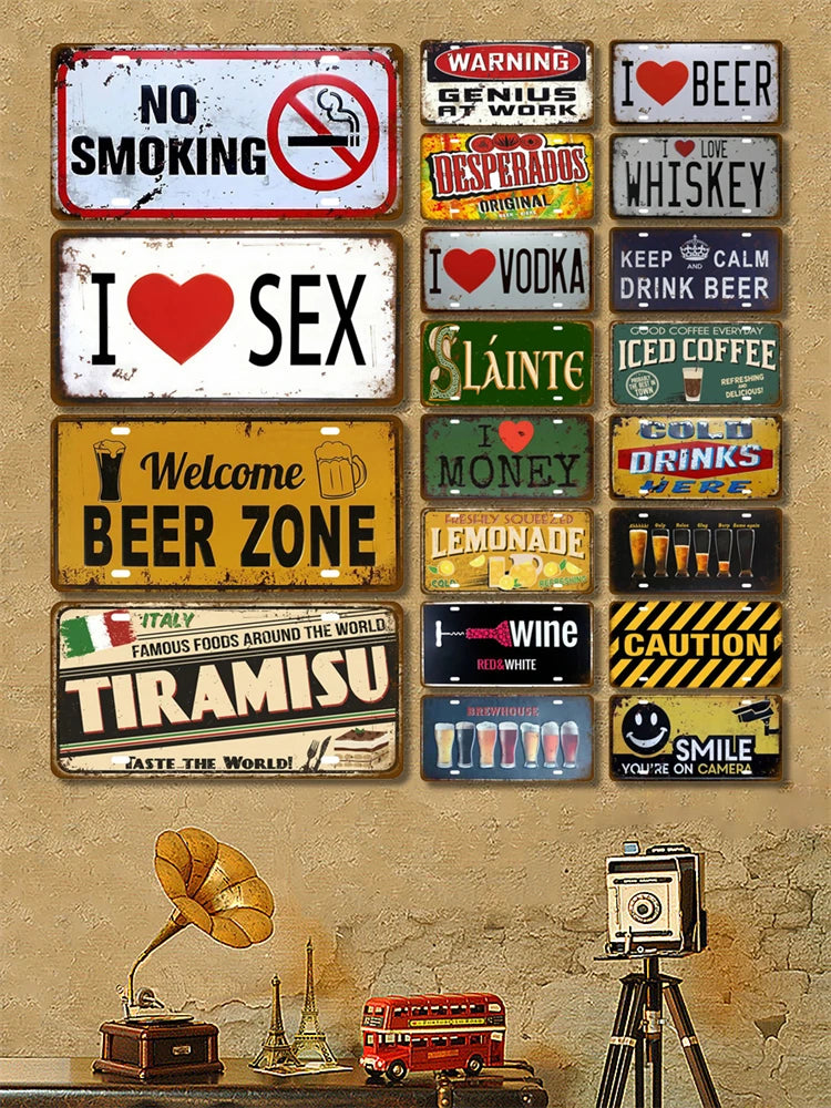 Funny Vintage Metal Signs Beer/Coffee