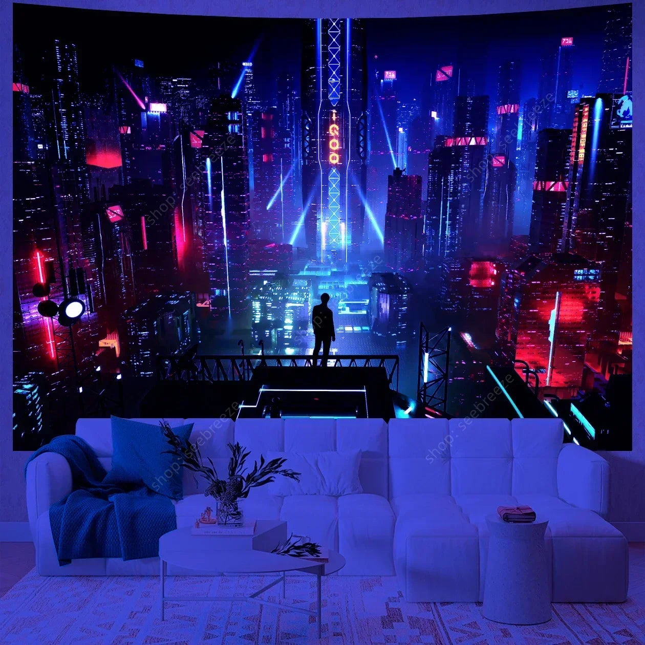 City Skyscrapers UV Reactive Tapestries