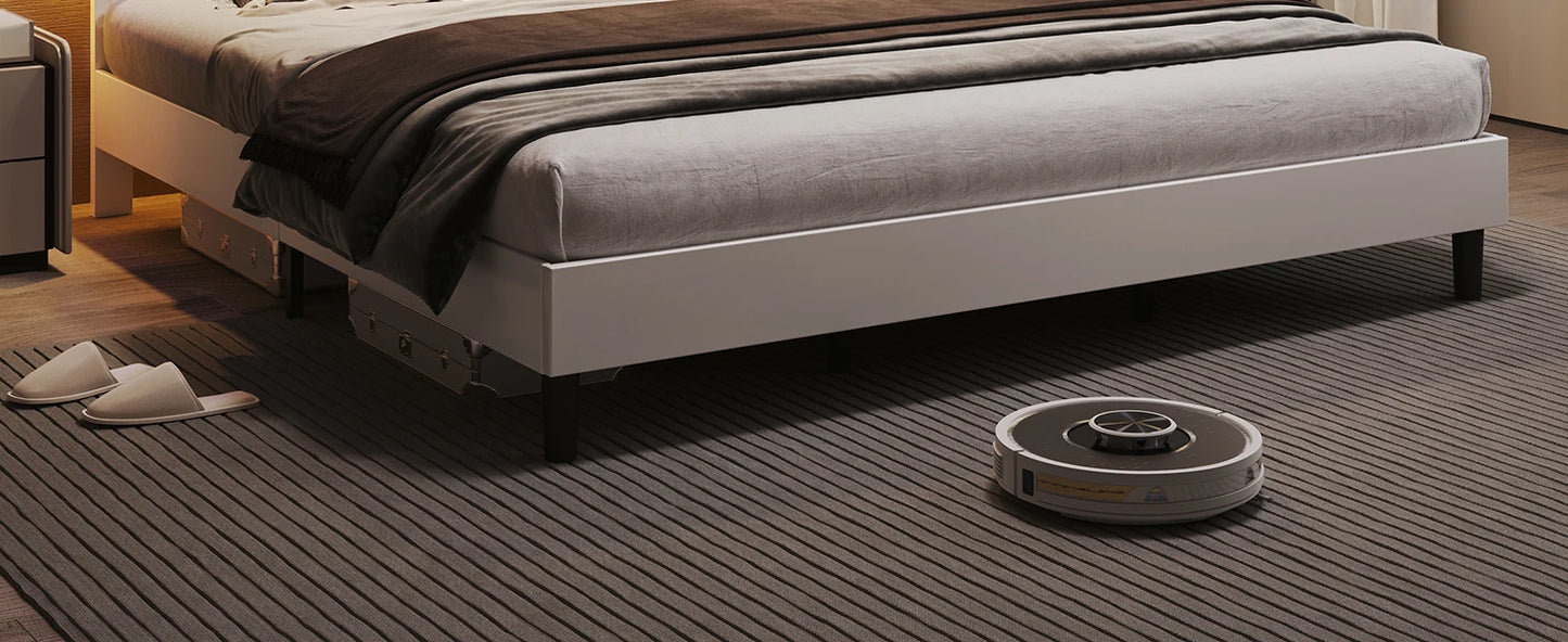 Bed Frame with Led Lights, USB Ports and Adjustable Headboard