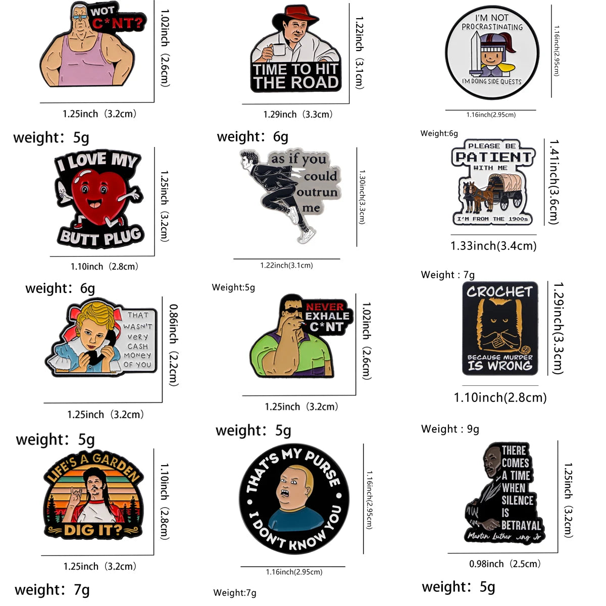 Funny Phrase Enamel Pins