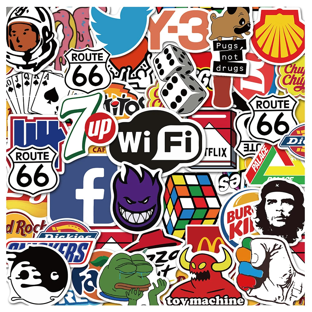 10/30/50/100Pcs Brand Logo Stickers