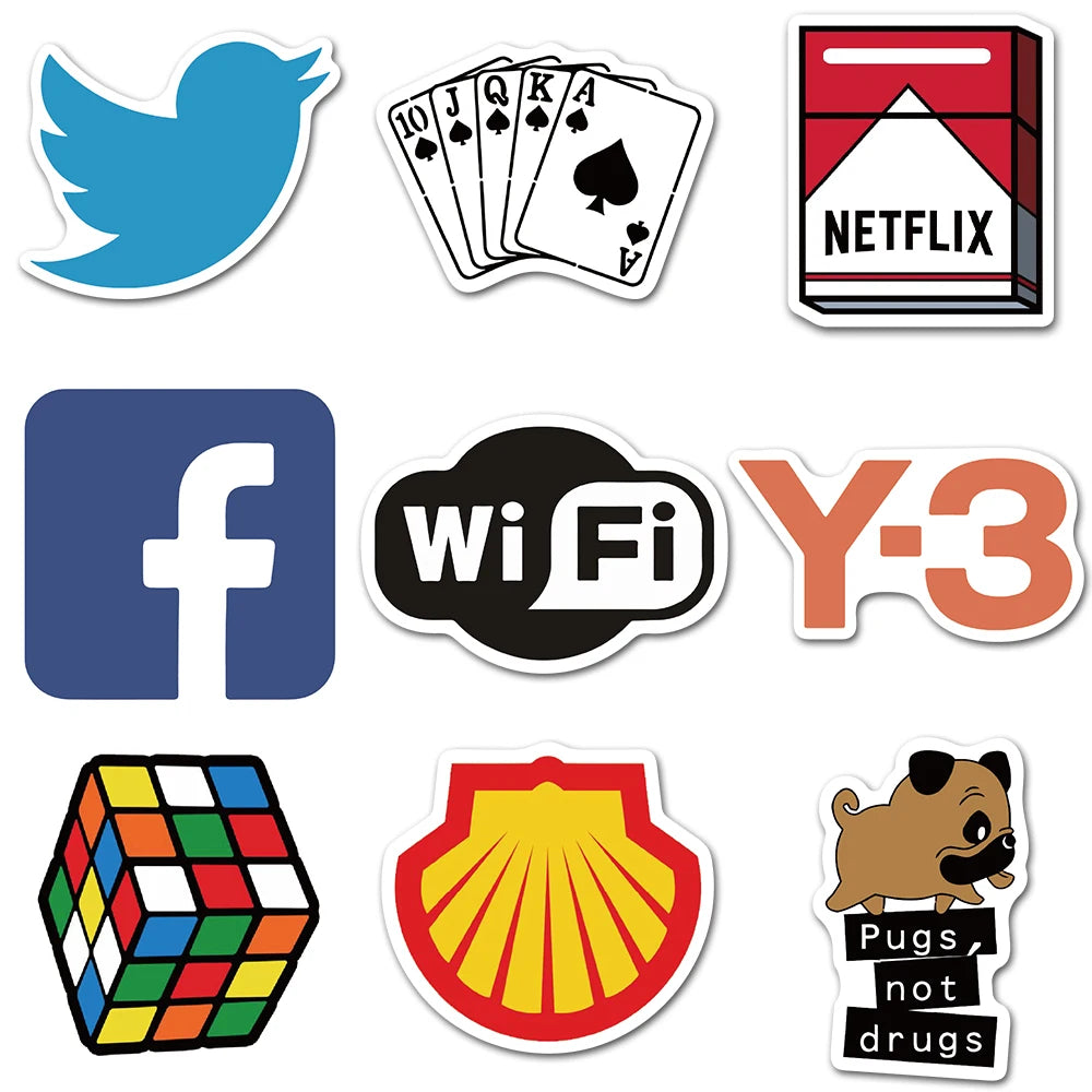 10/30/50/100Pcs Brand Logo Stickers