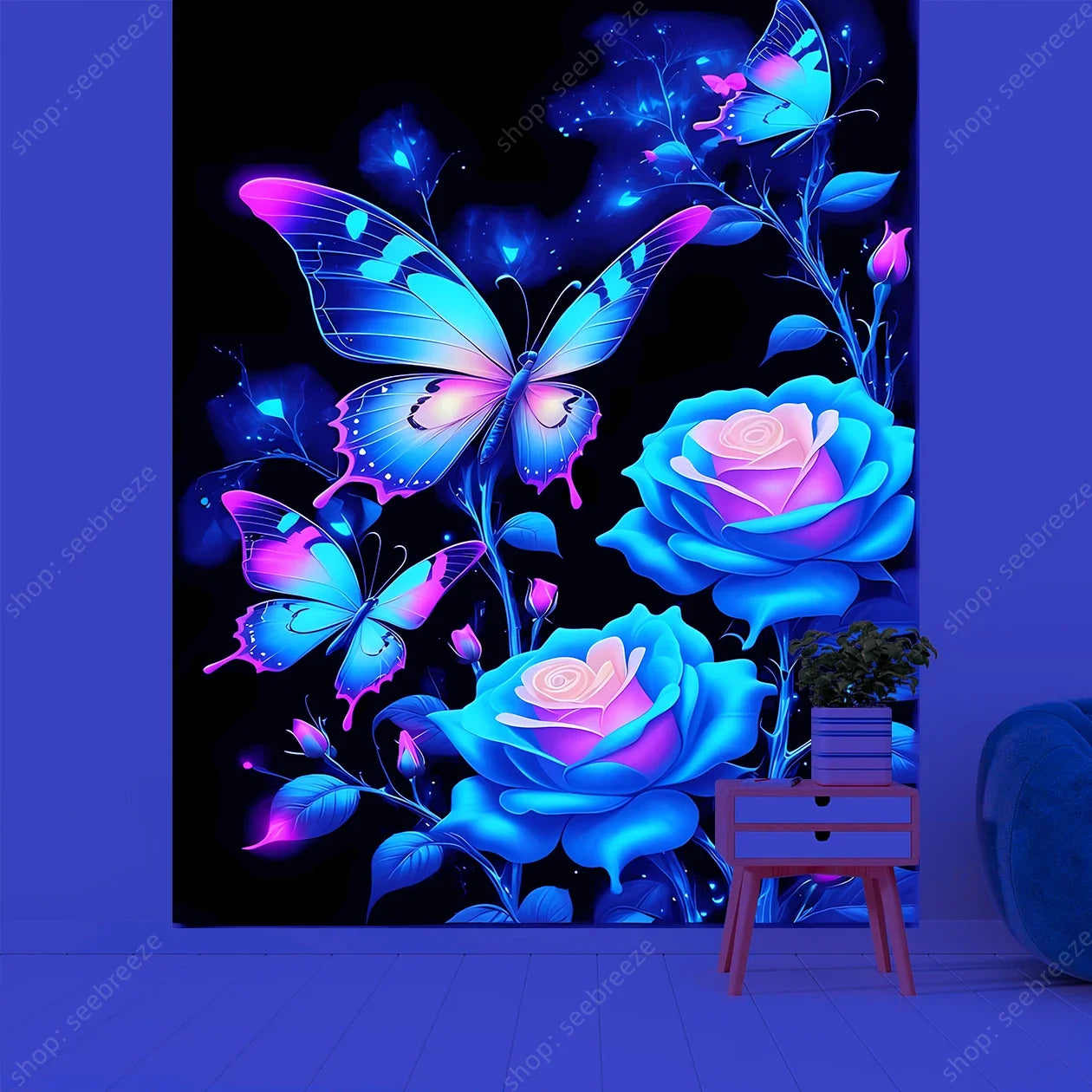 Butterfly UV Reactive Psychedelic Tapestries