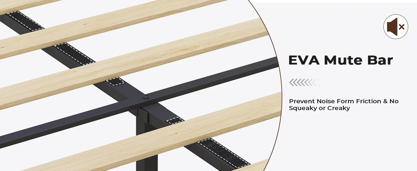 Bed Frame with Drawers & LED Lights Headboard Footboard