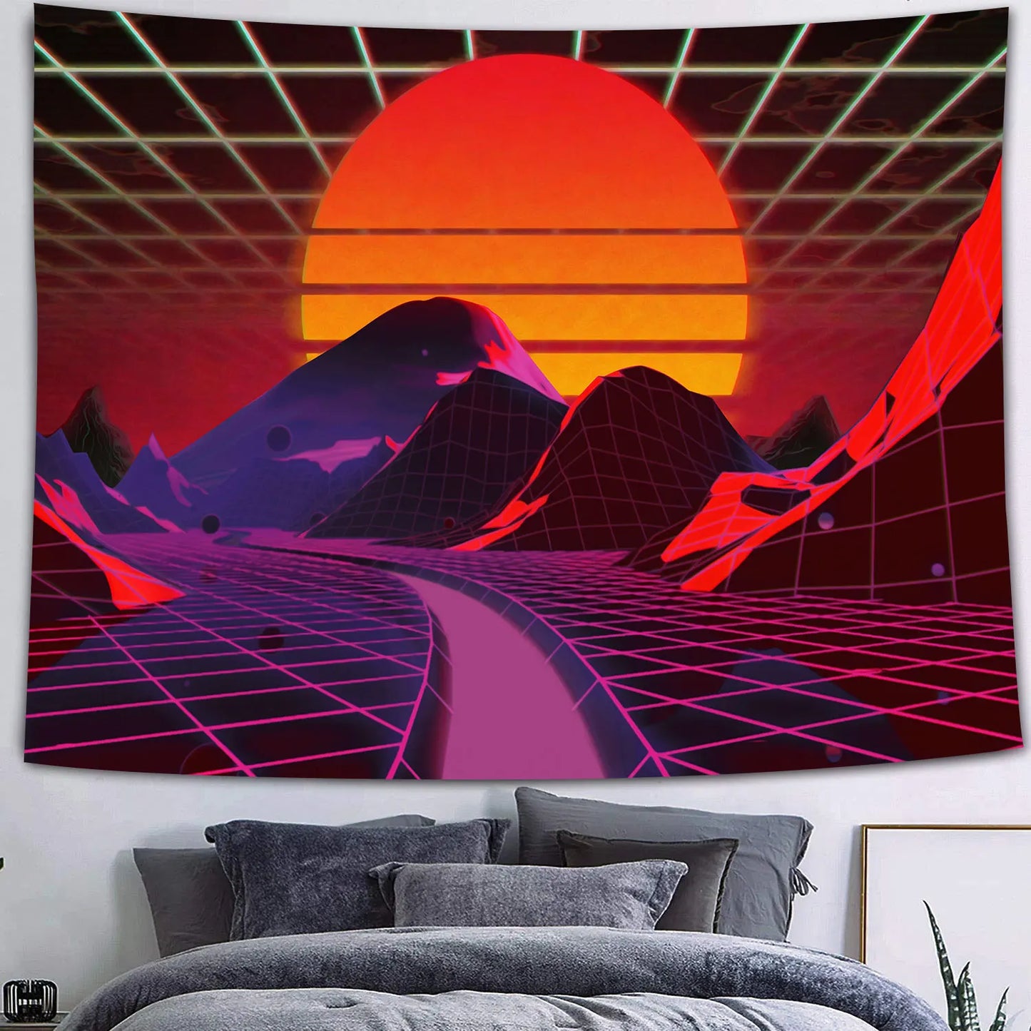 UV reactive cityscape tapestry