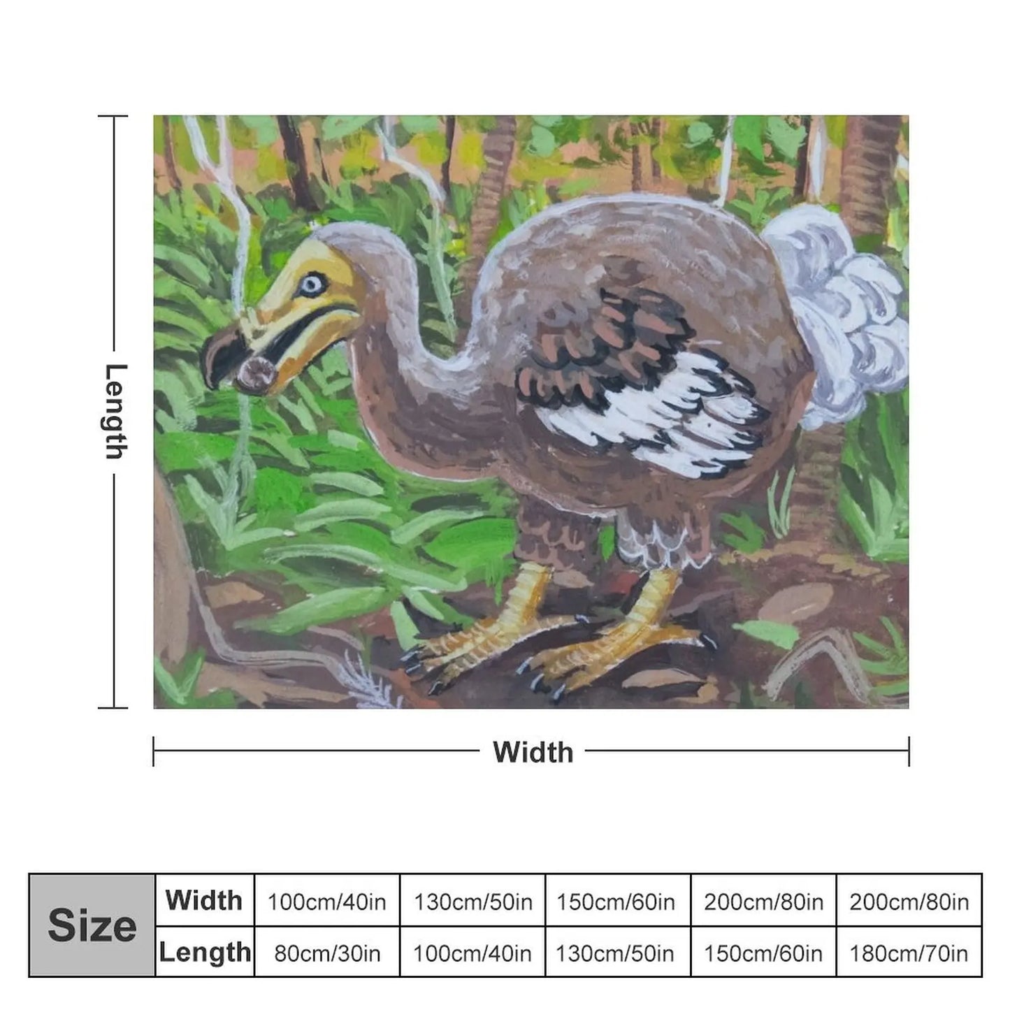 Dodo Gouache Painting Throw Blanket