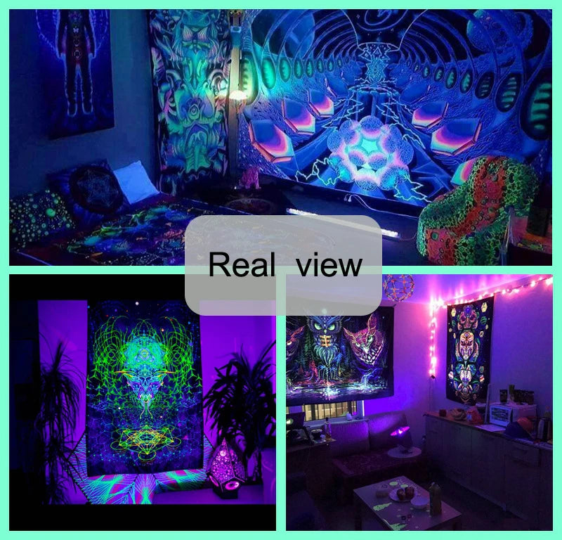 UV reactive psychedelic tapestries