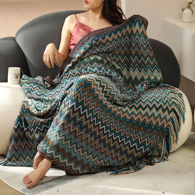 Heavy Knitted Blankets with Tassels