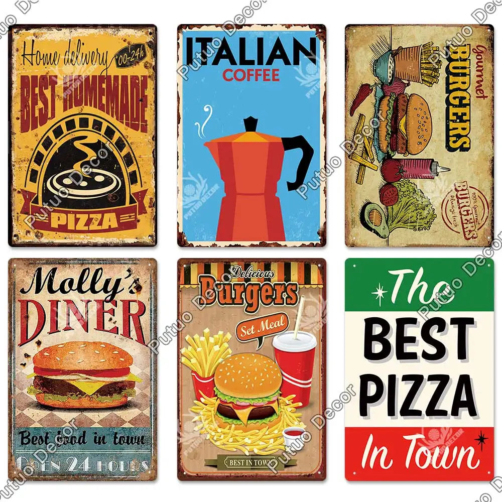 Vintage Restaurant Metal Signs
