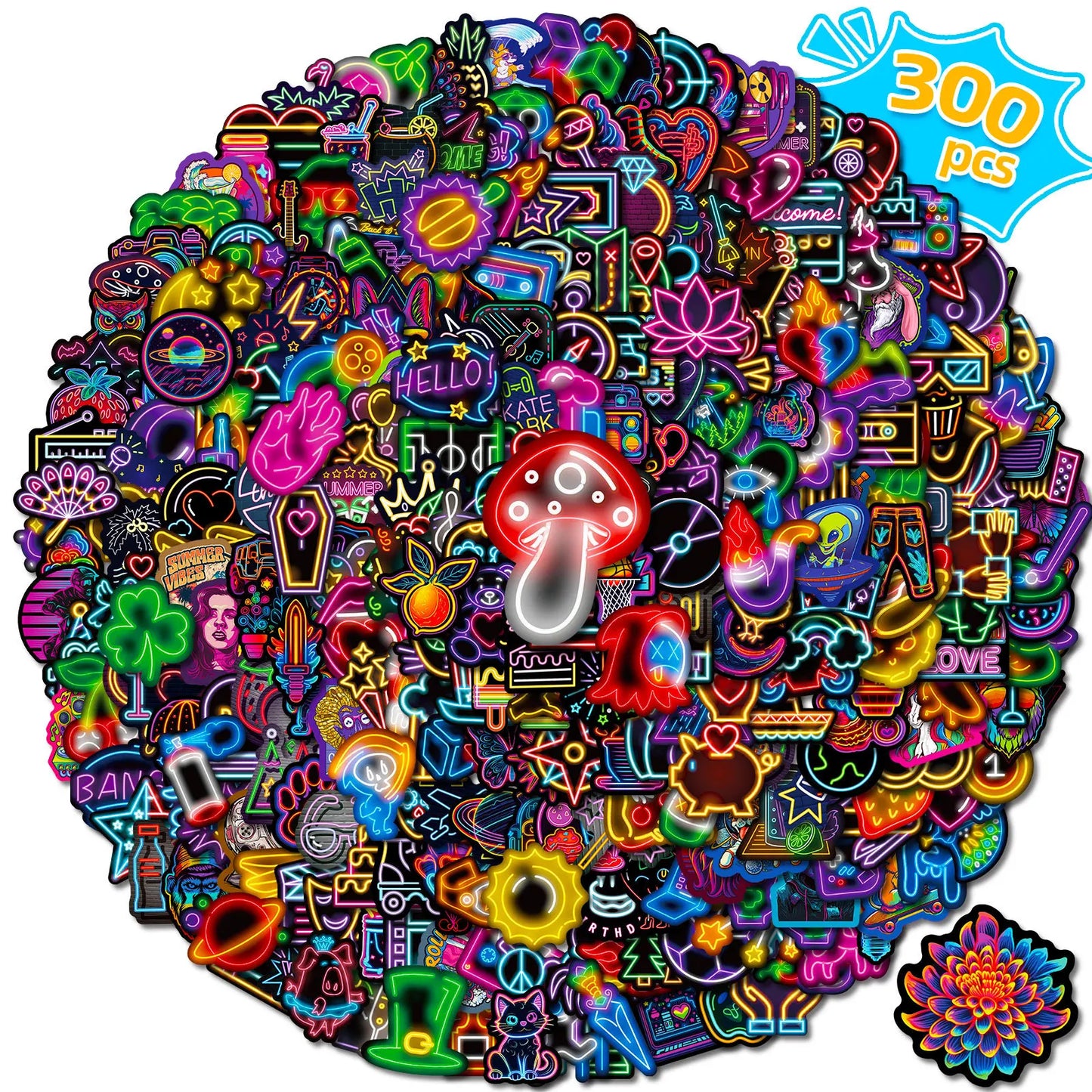 50pcs Cool Neon Graffiti Stickers