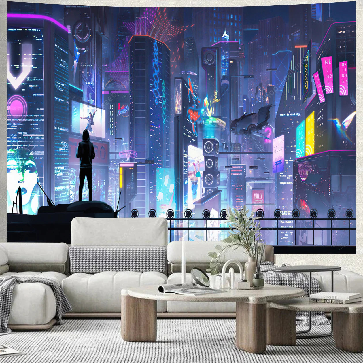 City Skyscrapers UV Reactive Tapestries