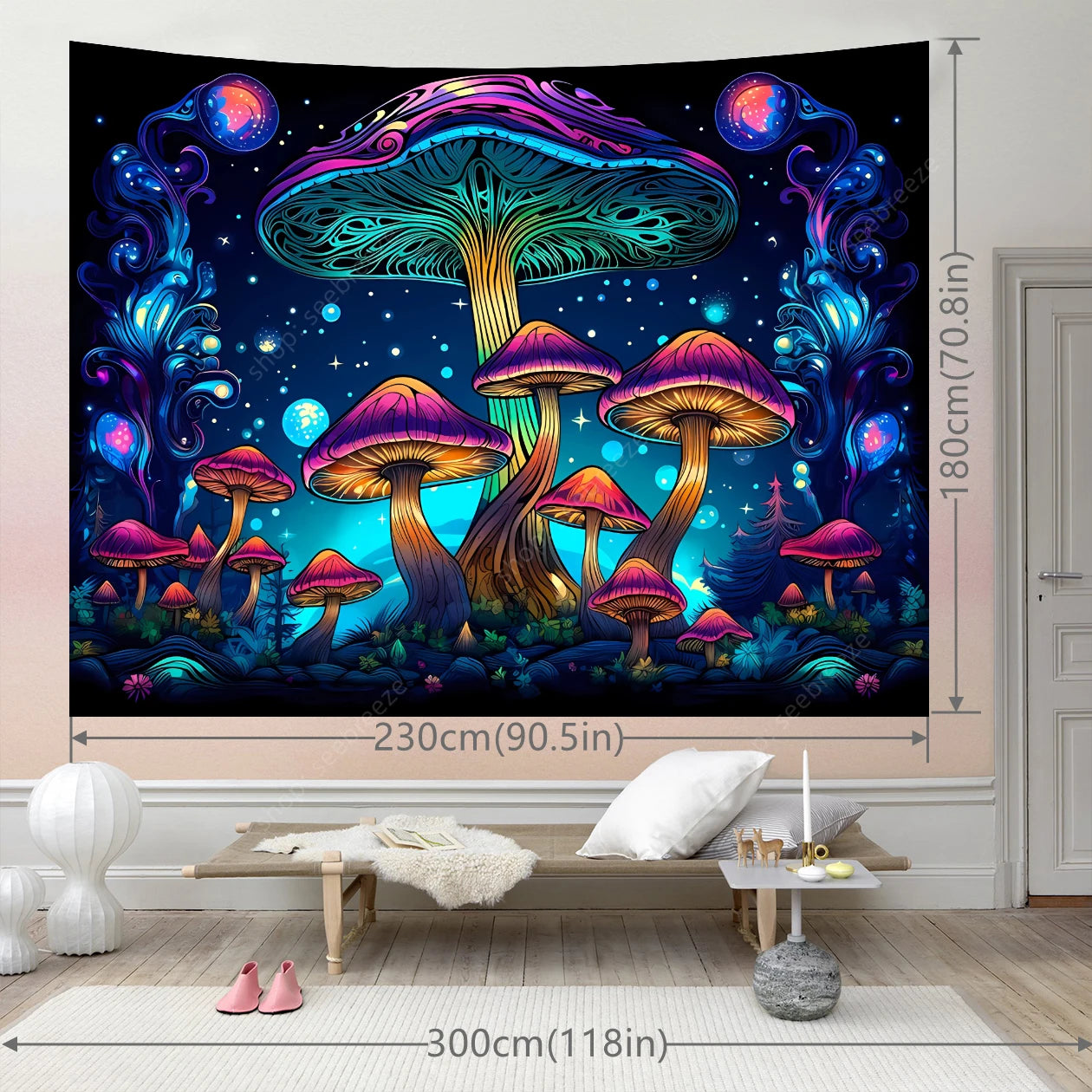Mushroom Forest UV Reactive Tapestries