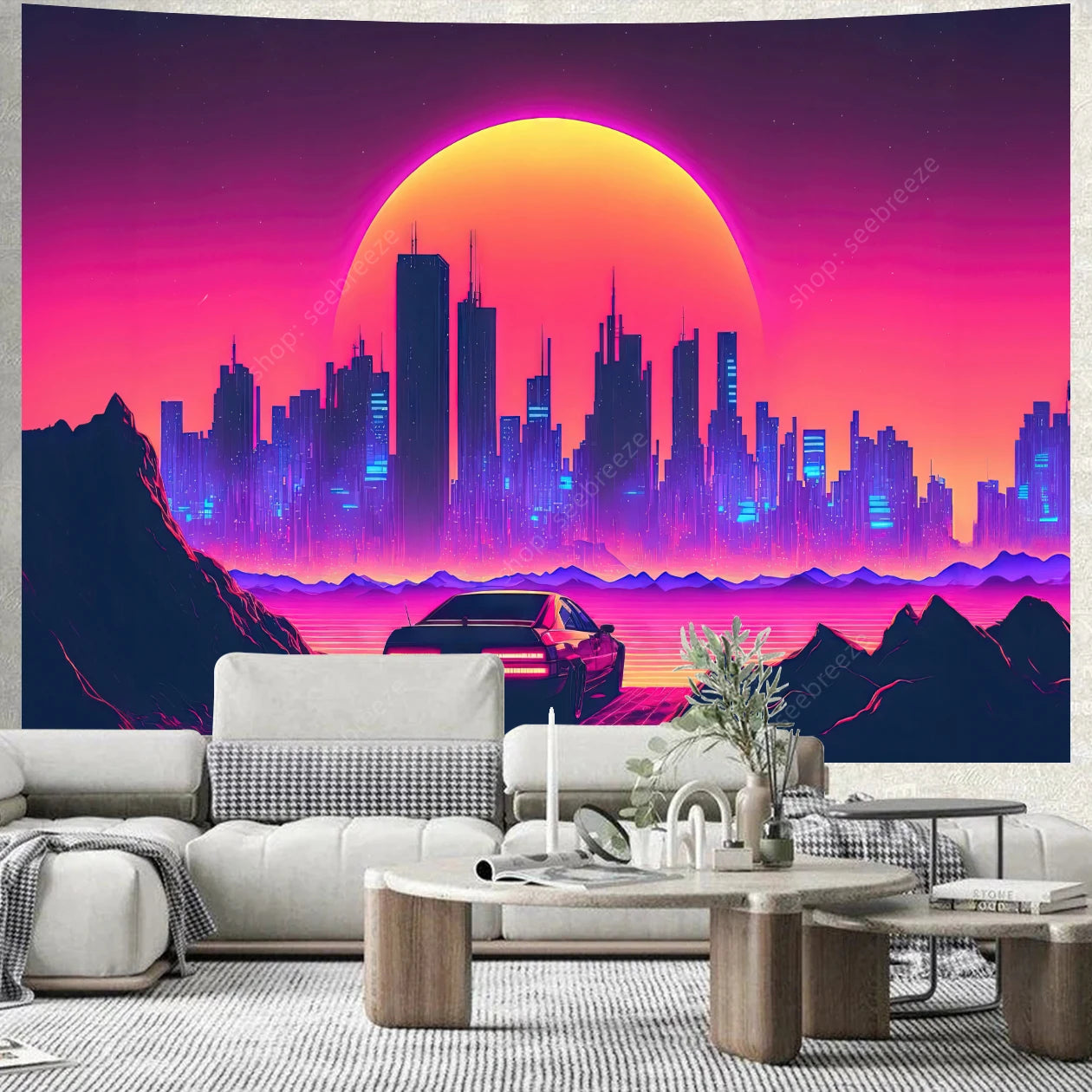 City Skyscrapers UV Reactive Tapestries