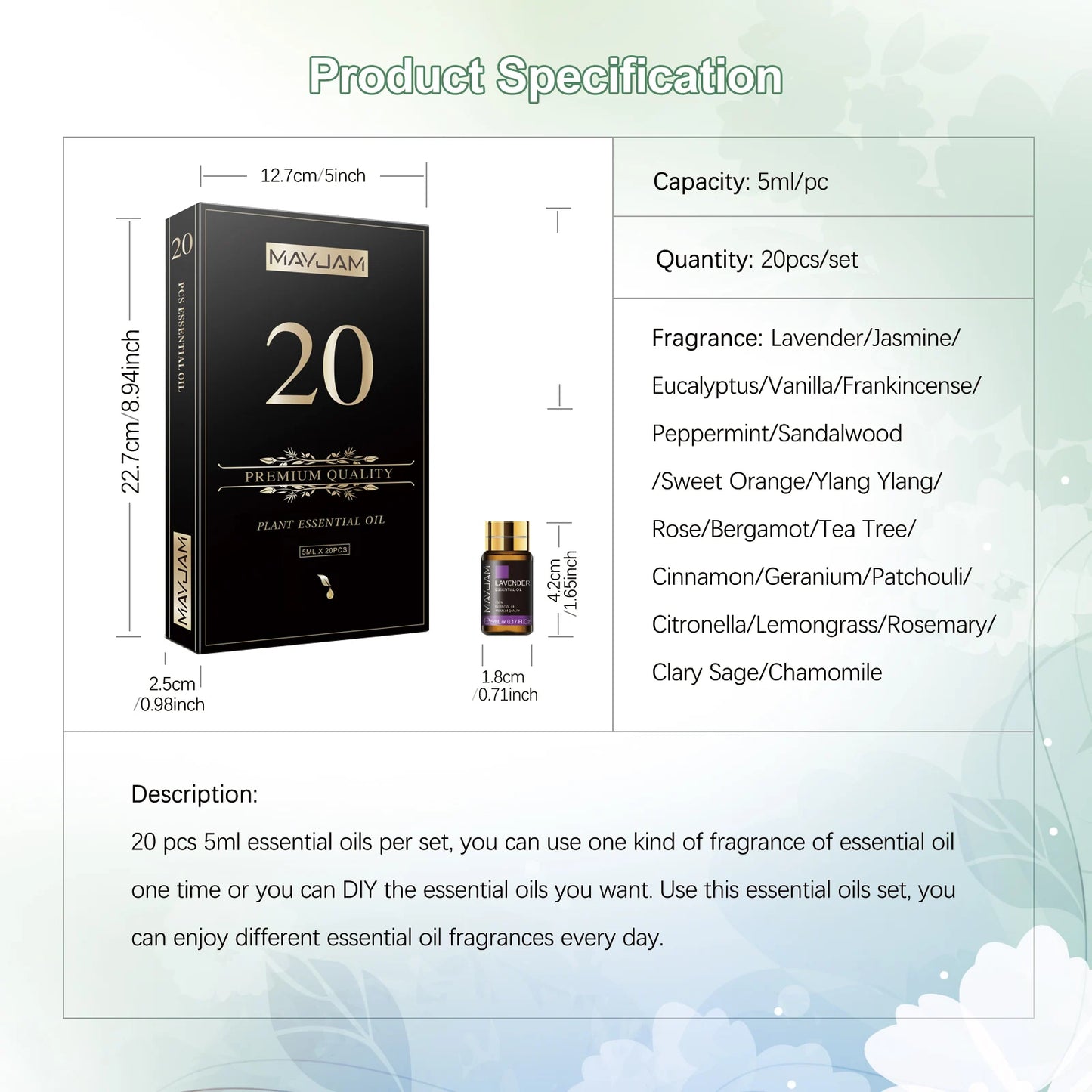 Pure Natural Essential Oils Kit 20pcs