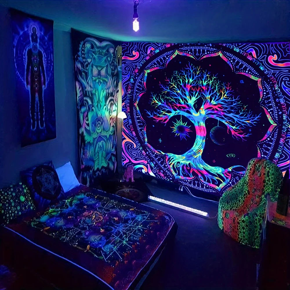 UV reactive Tree of Life Tapestries
