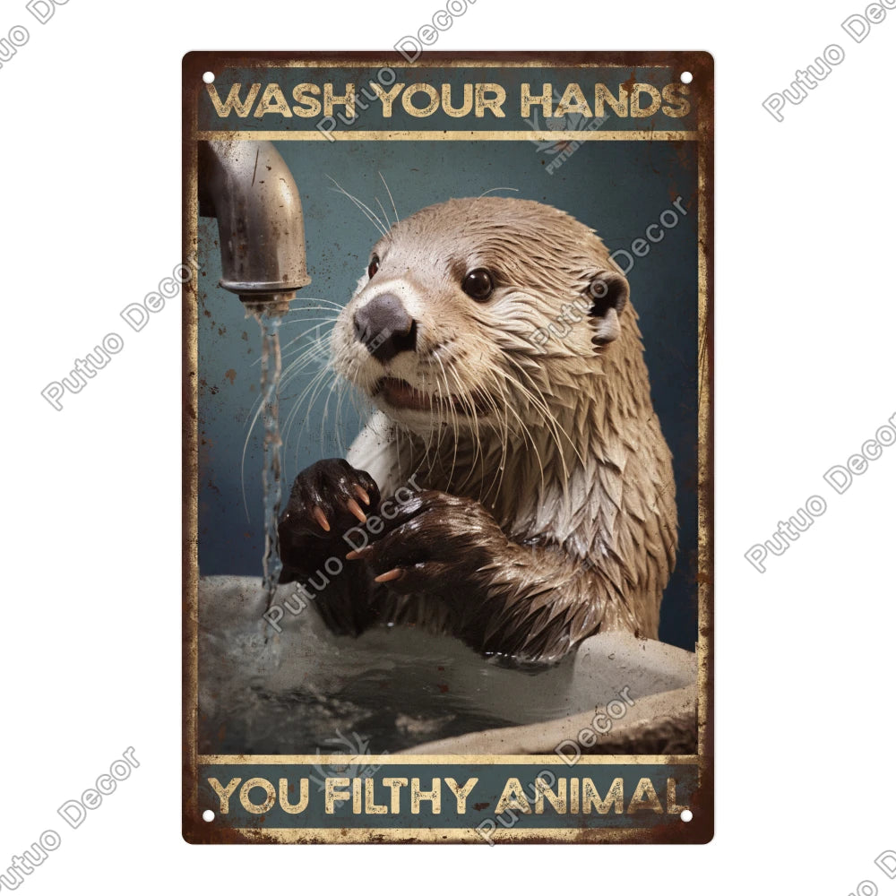 Funny Bathroom Decor Metal Signs