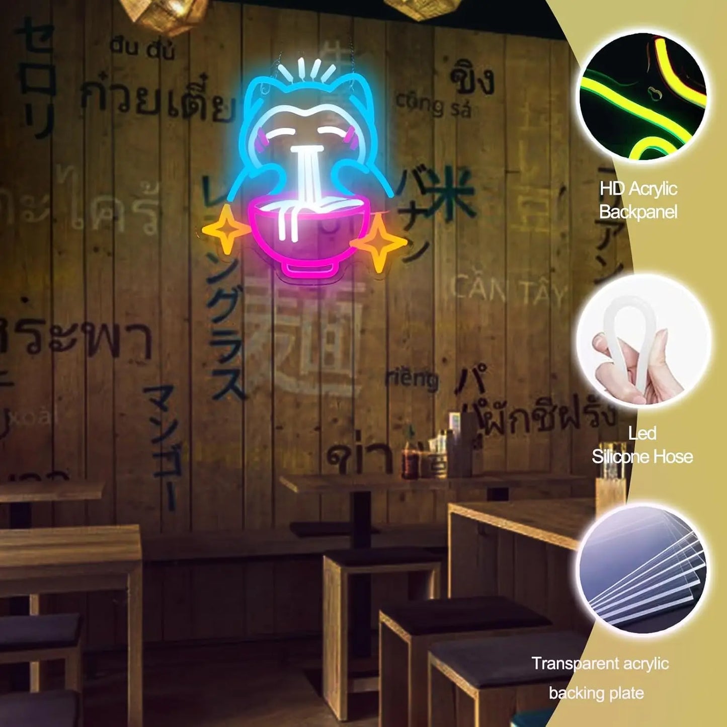 Snorlax Eating Ramen Neon LED Sign