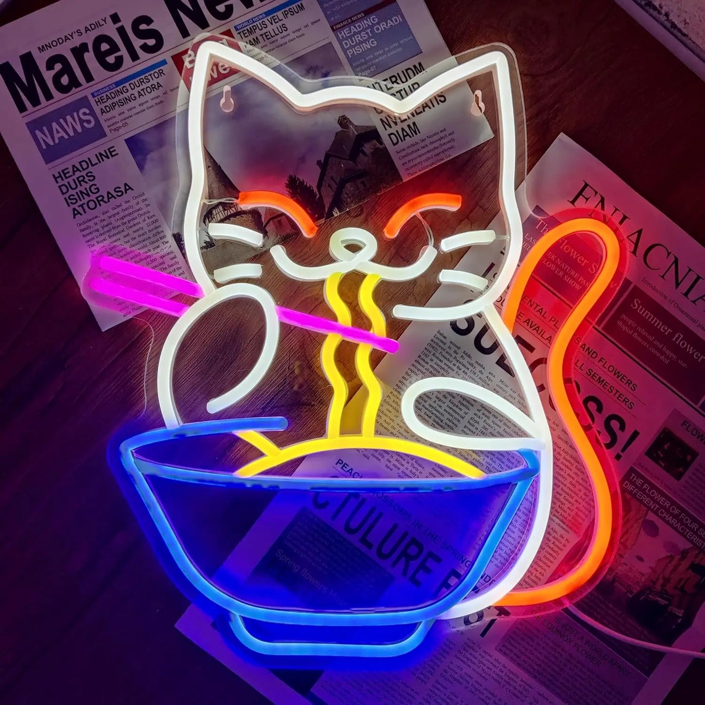 Lucky Cat Noodle LED Neon Sign