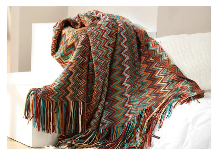 Heavy Knitted Blankets with Tassels