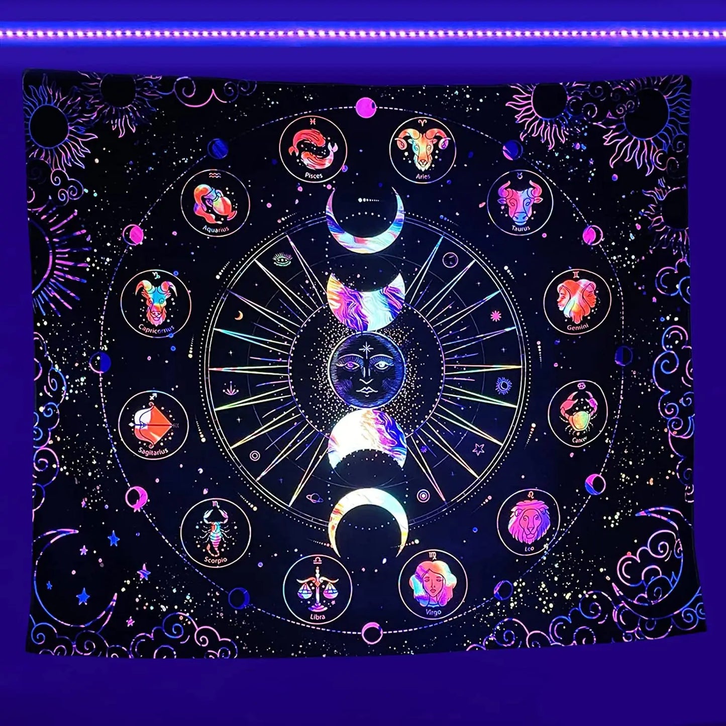 UV reactive psychedelic tapestries