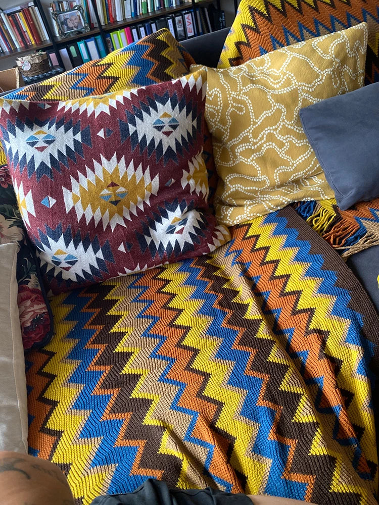 Heavy Knitted Blankets with Tassels
