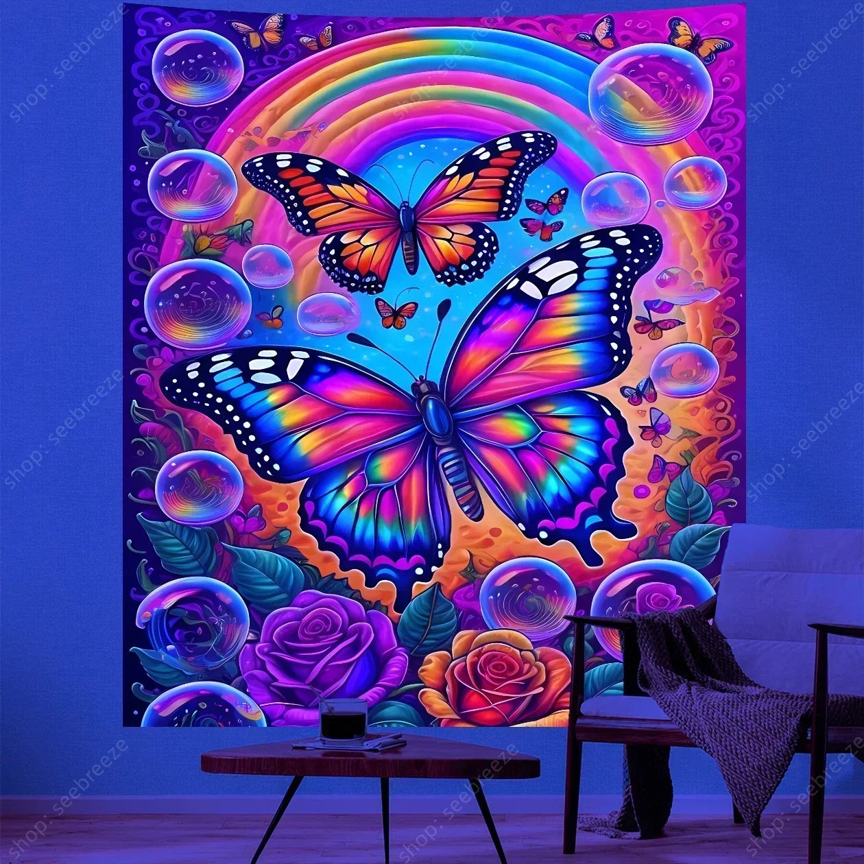Butterfly UV Reactive Psychedelic Tapestries