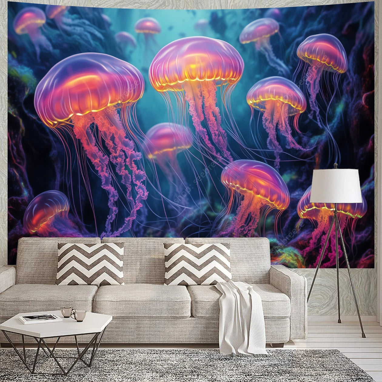 Jellyfish UV Reactive Tapestries