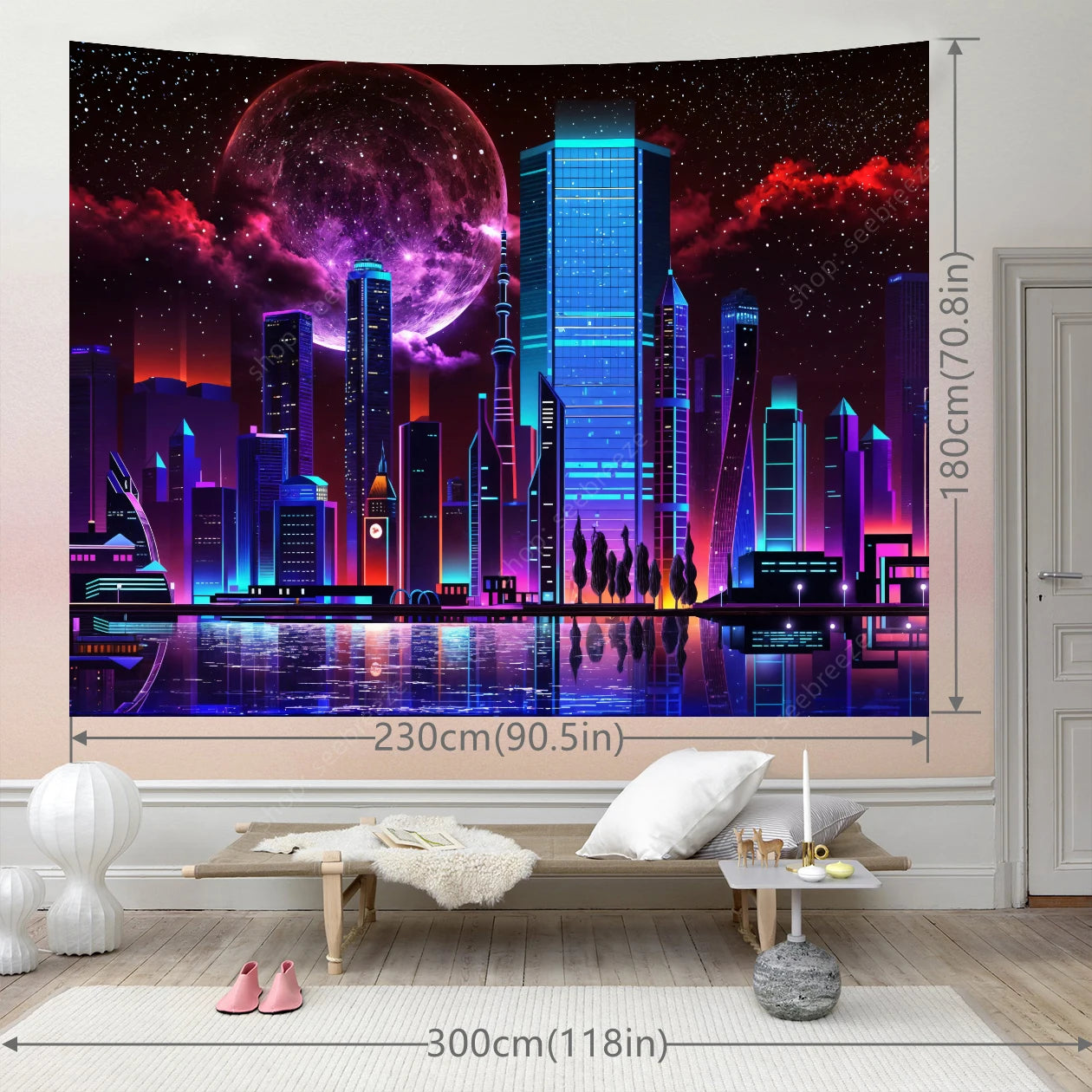 City Skyscrapers UV Reactive Tapestries