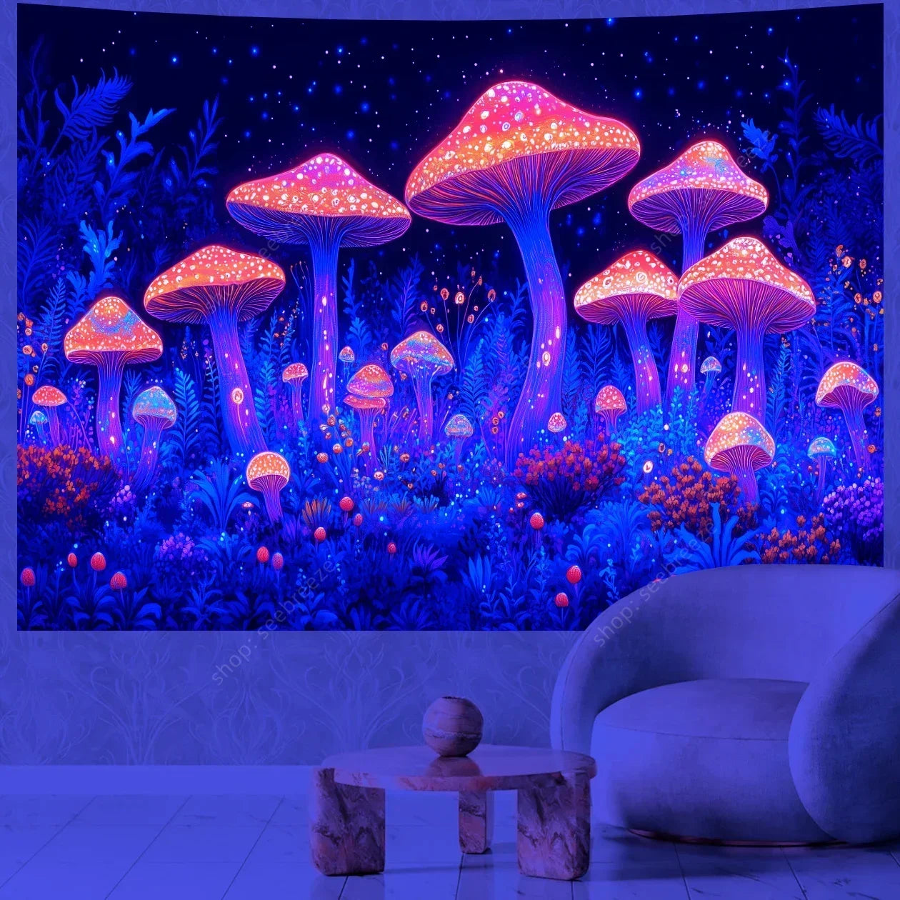 Mushroom Forest UV Reactive Tapestries