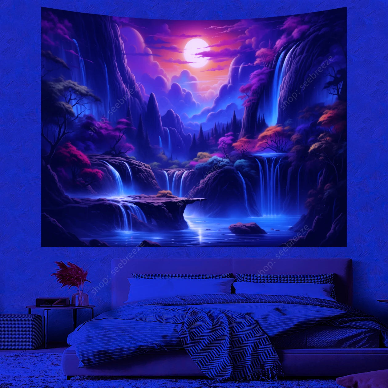 Galaxy Space Landscape UV Reactive Tapestries
