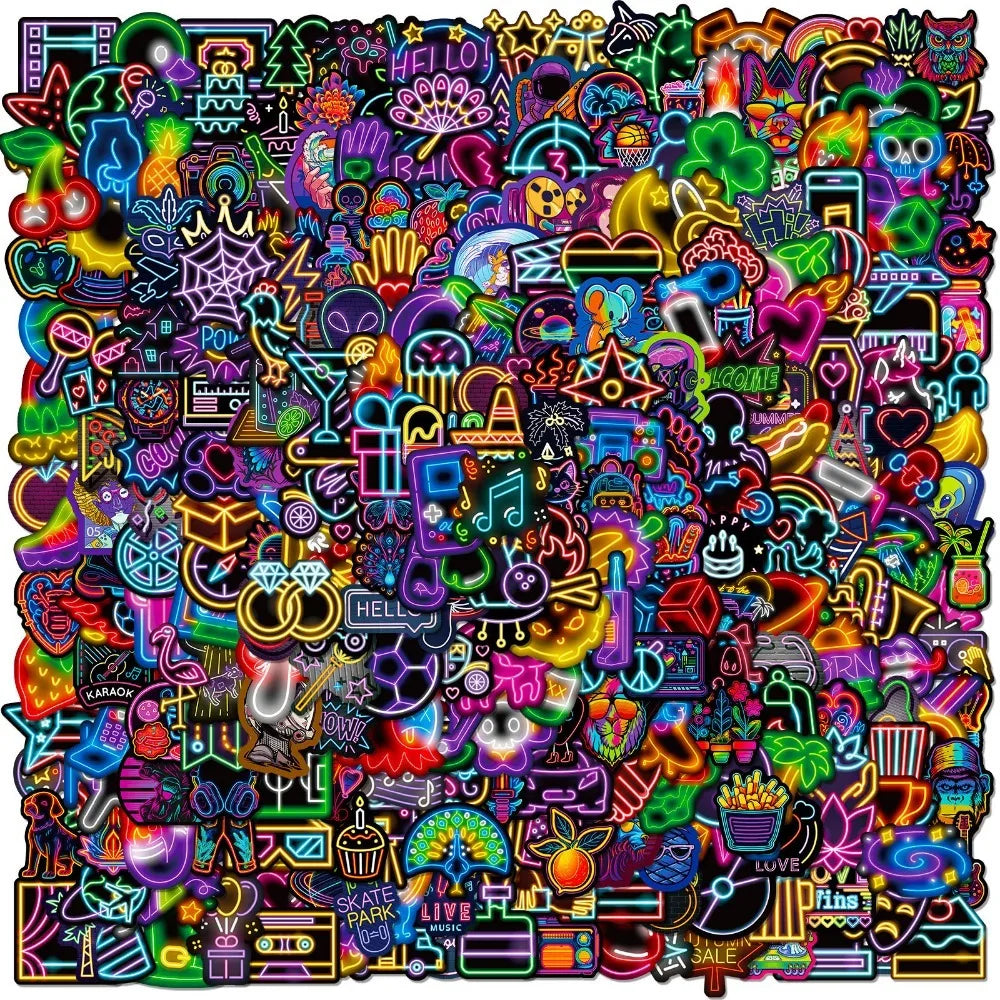 50pcs Cool Neon Graffiti Stickers
