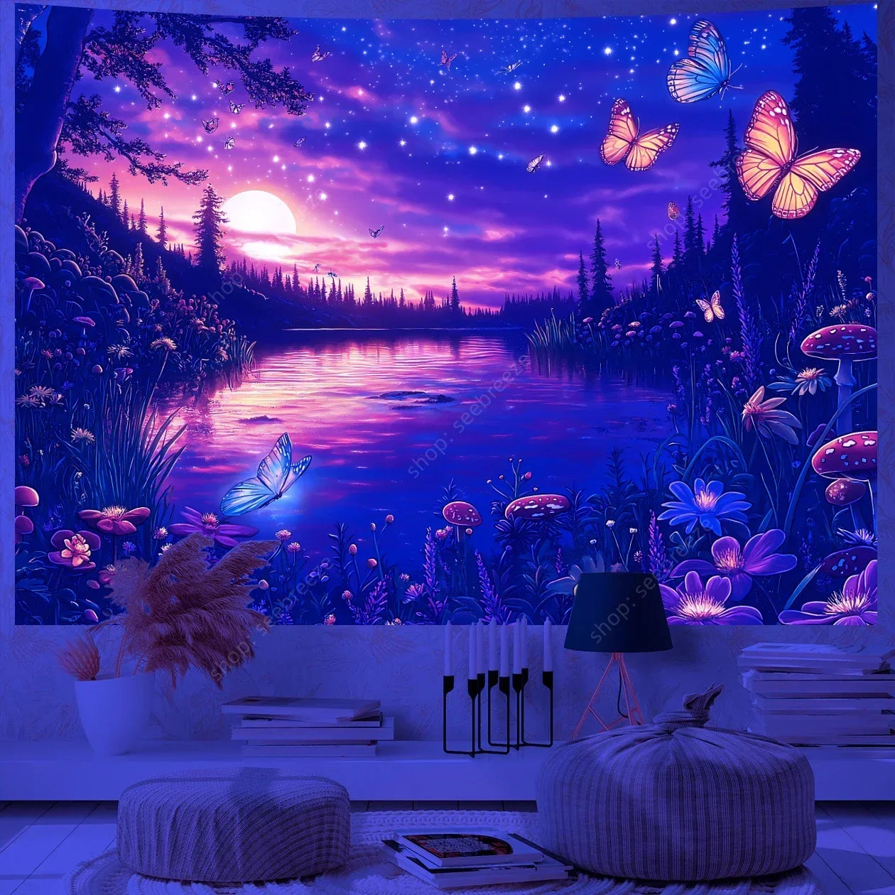 Butterfly UV Reactive Psychedelic Tapestries