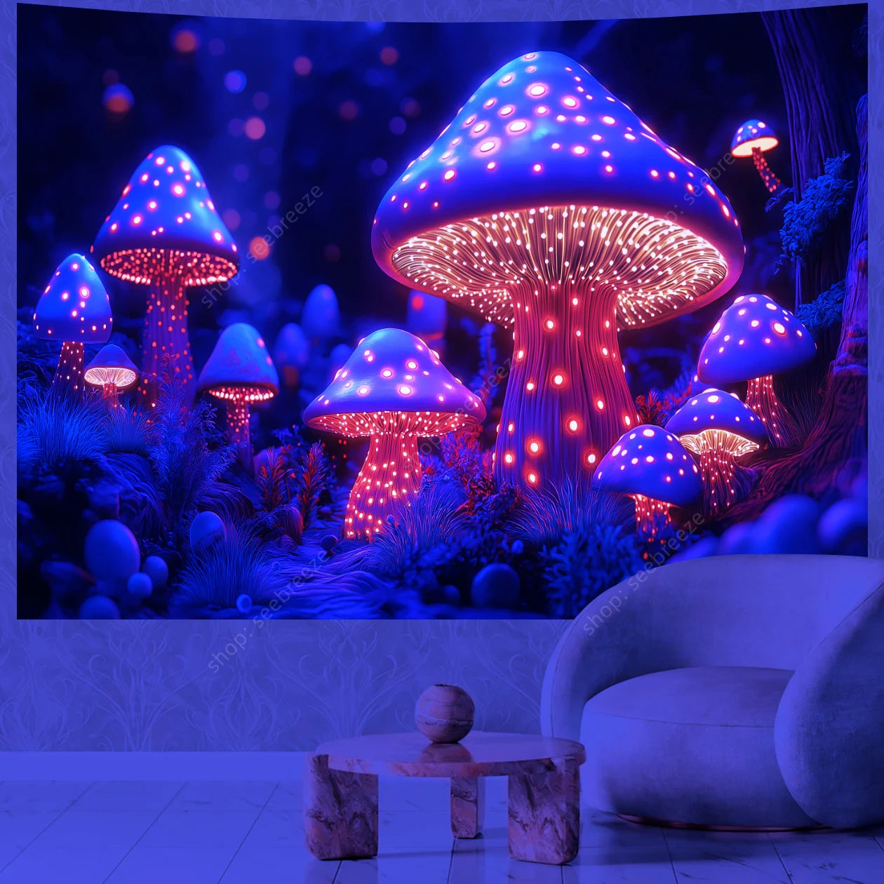 Mushroom Forest UV Reactive Tapestries