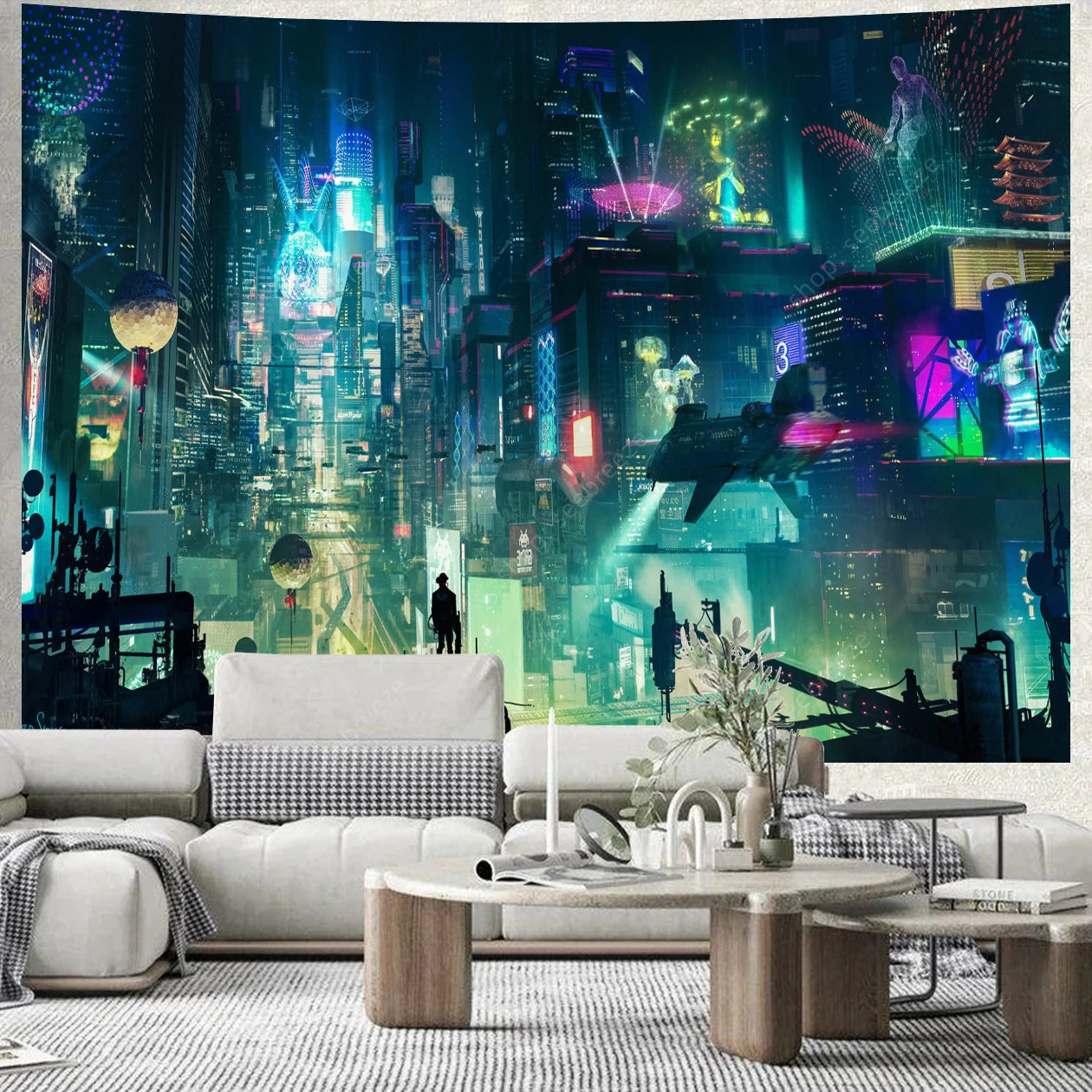 City Skyscrapers UV Reactive Tapestries