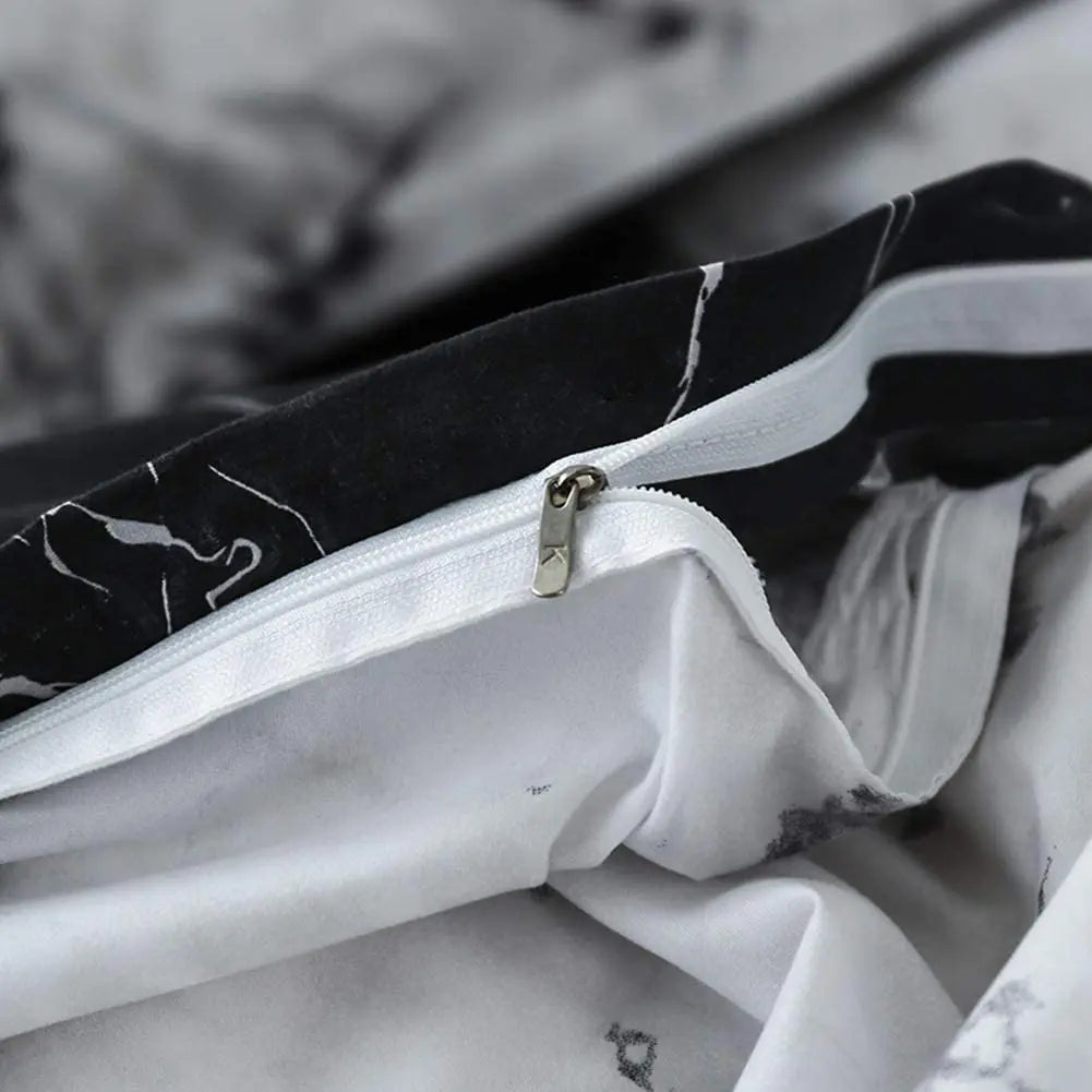 Black White Print Duvet Bed Set