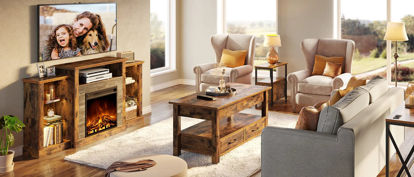 Bedframe with Storage Headboard and Upholstered with Heavy Duty Wood Slats