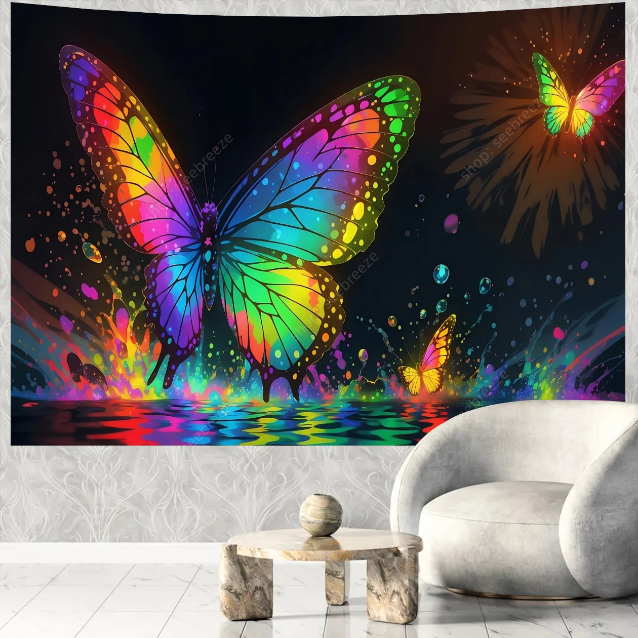 Butterfly UV Reactive Psychedelic Tapestries