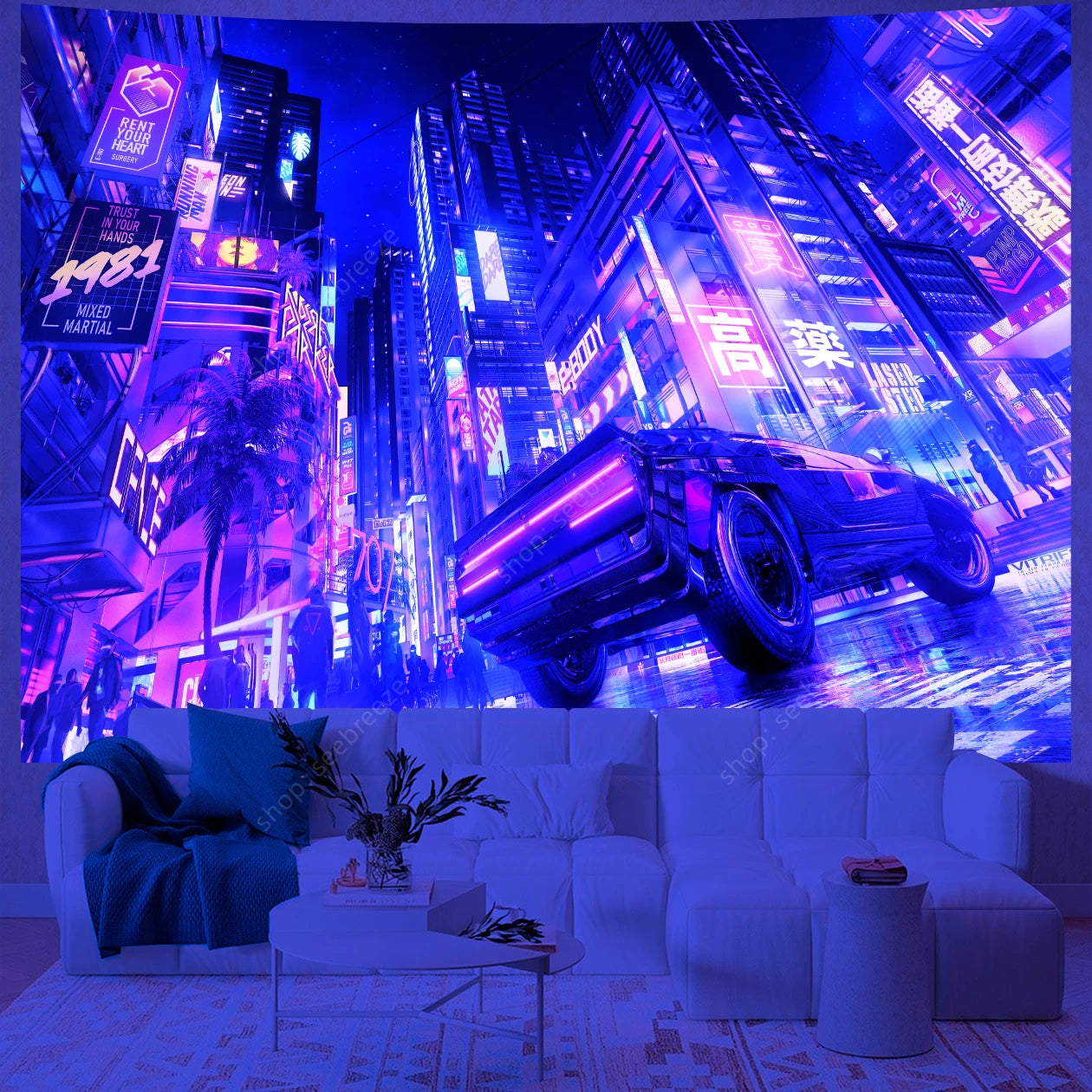 City Skyscrapers UV Reactive Tapestries